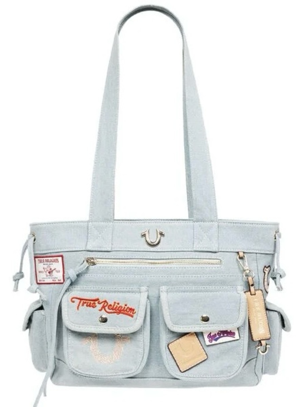 True Religion Denim Multi-Patch Tote Handbag